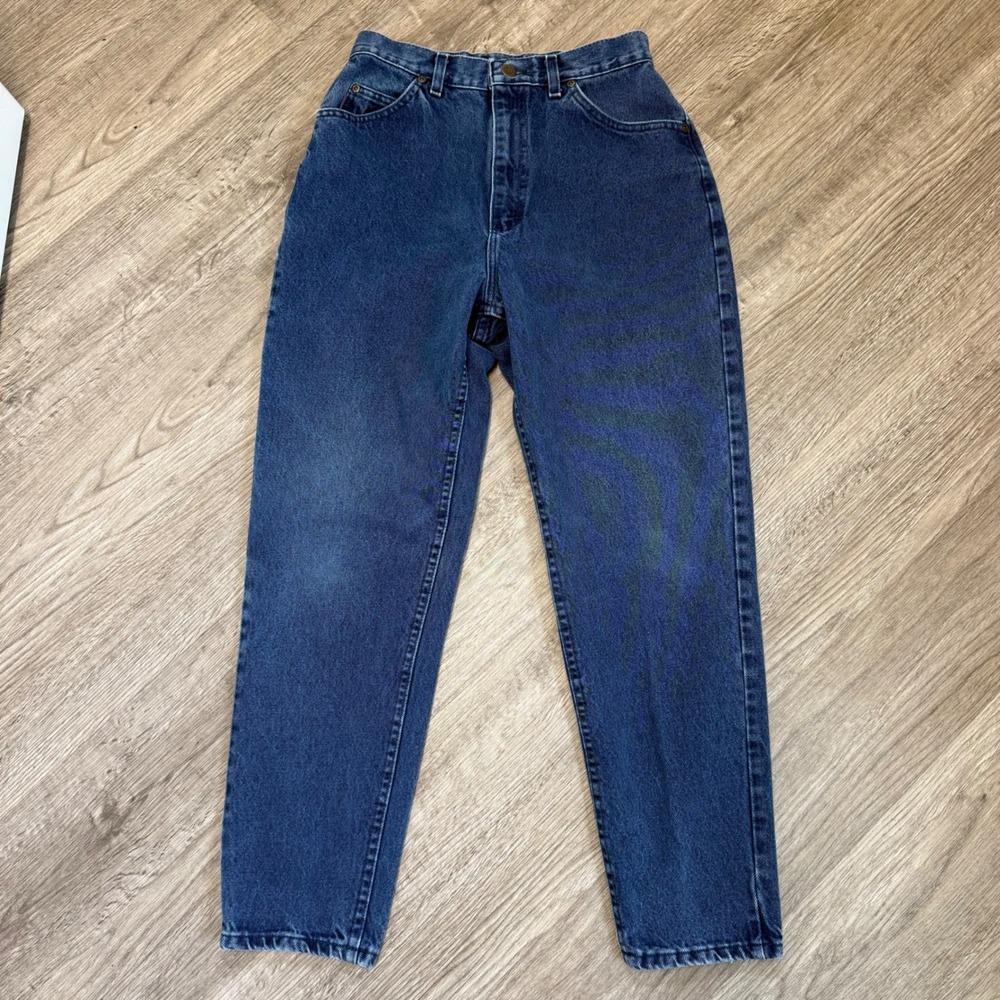 Vintage Riders Lee High Waisted Mom Jeans Dark Wash Tapered Leg Womens 26 x 27